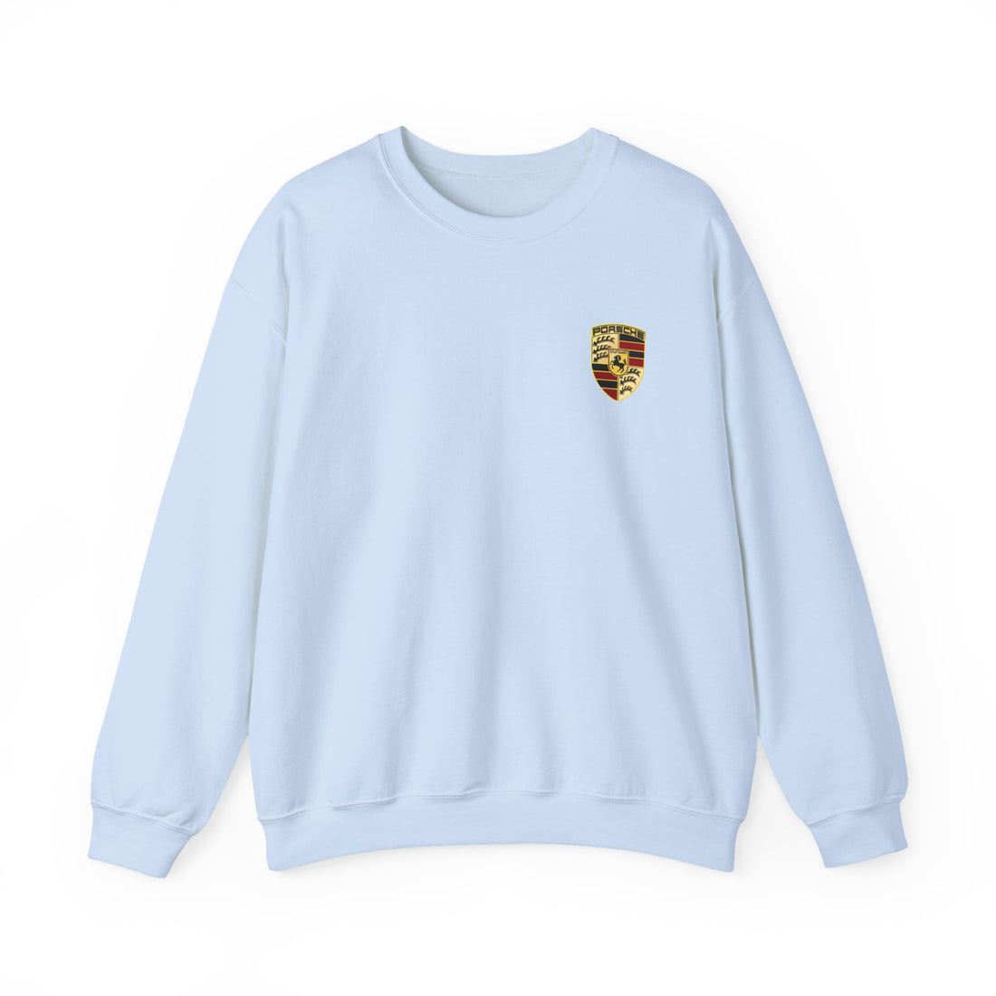 Crewneck Sweatshirt — Porsche Crest Embroidered Logo, Maroon Casual Automotive Pullover