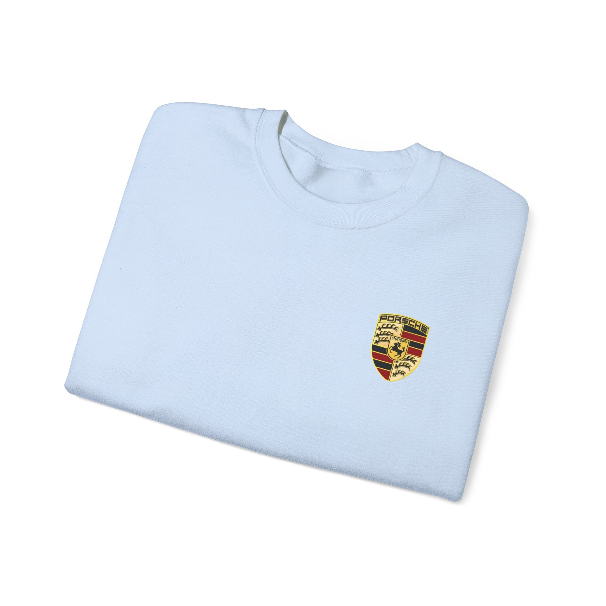 Crewneck Sweatshirt — Porsche Crest Embroidered Logo, Maroon Casual Automotive Pullover