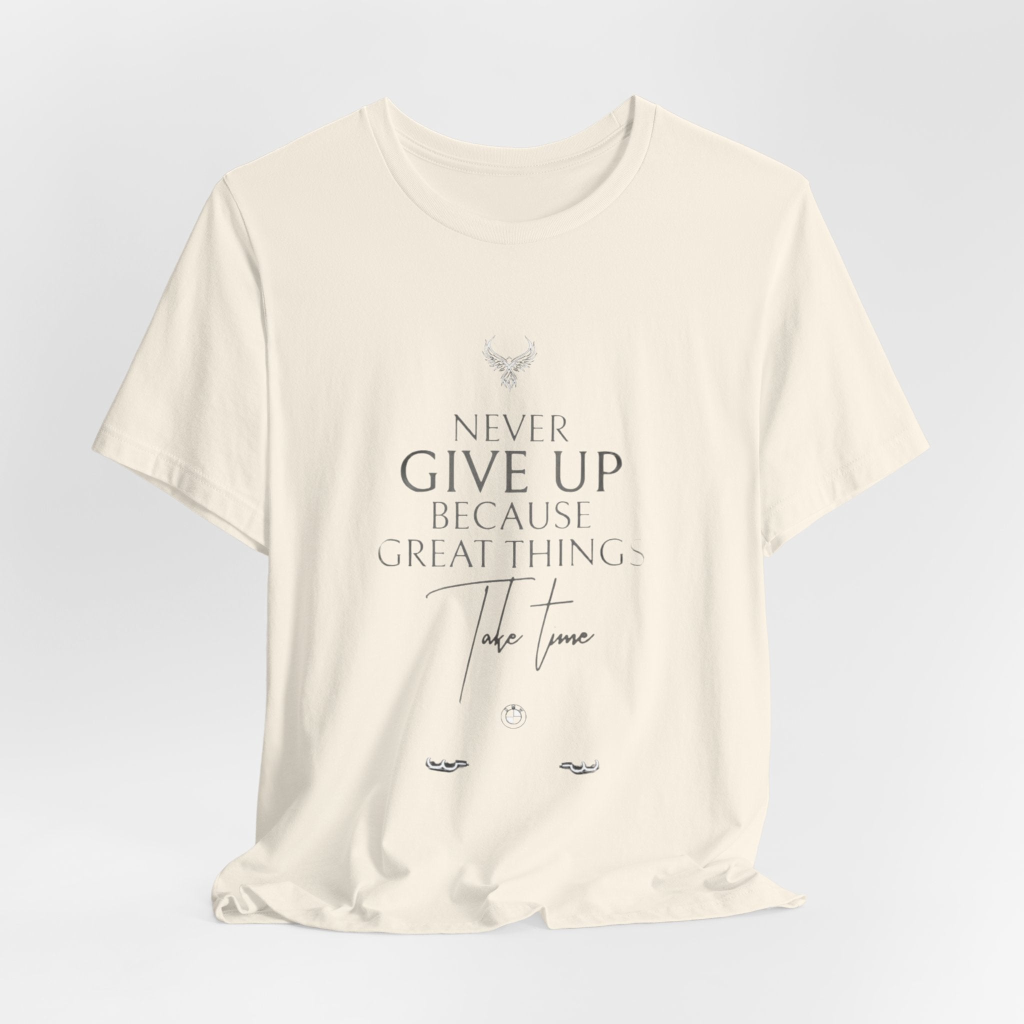Inspirational Graphic Tee - "Never Give Up Because Great Things Take Time"