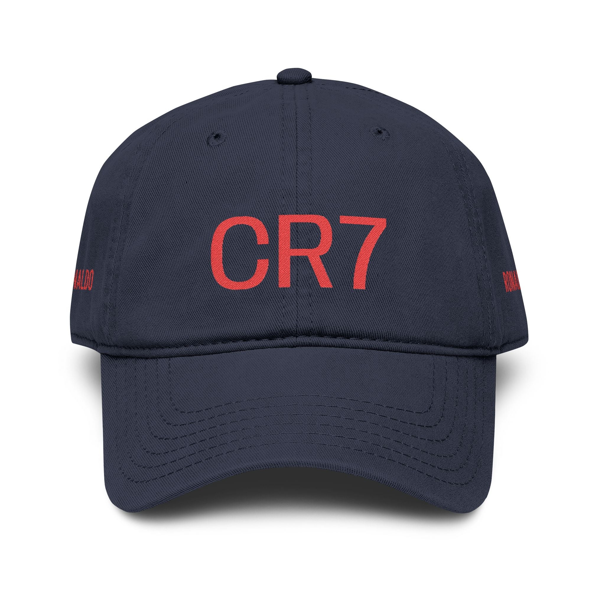 CR7 GOAT Embroidered Baseball Cap — Washed Cotton Dad Hat for Soccer Fans