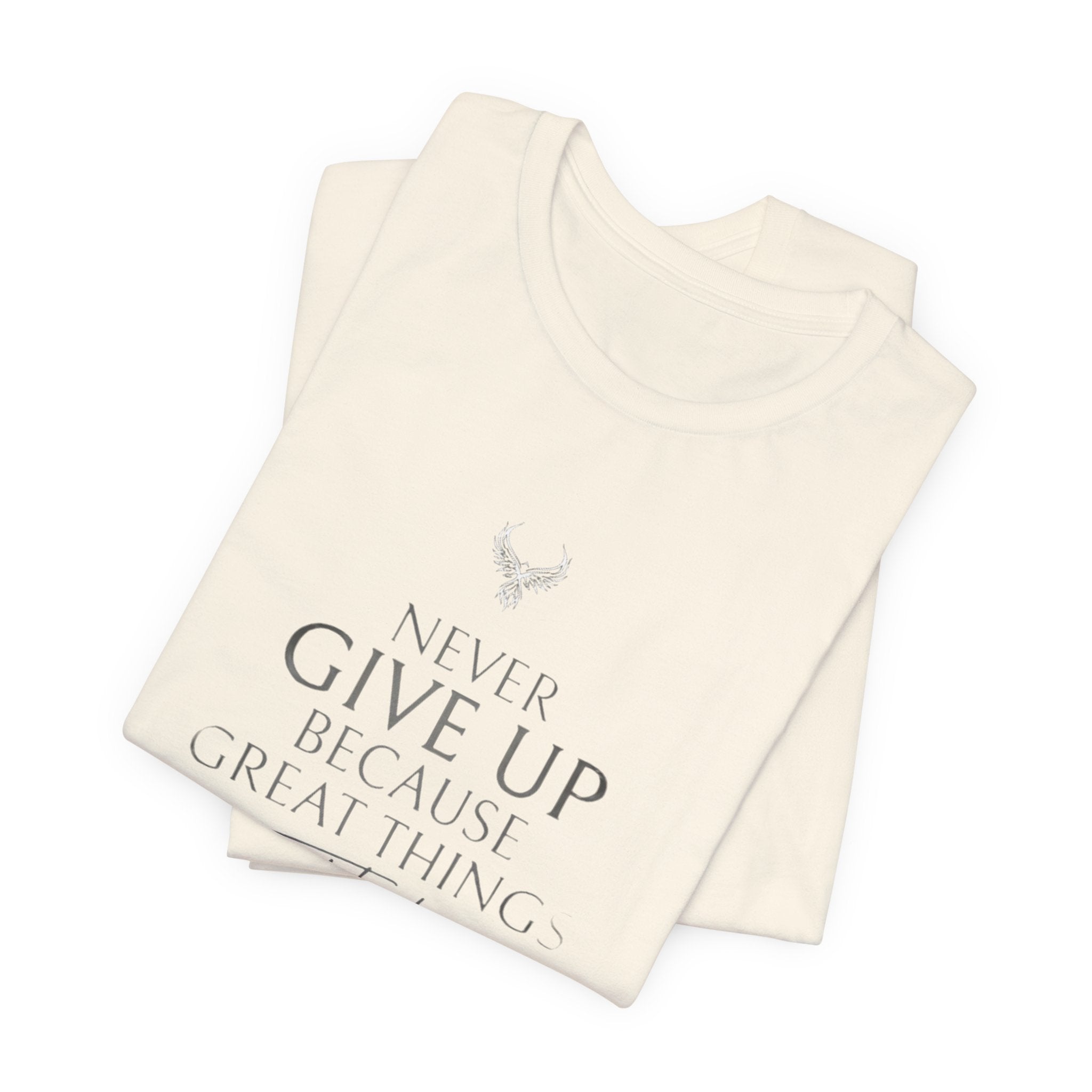 Inspirational Graphic Tee - "Never Give Up Because Great Things Take Time"