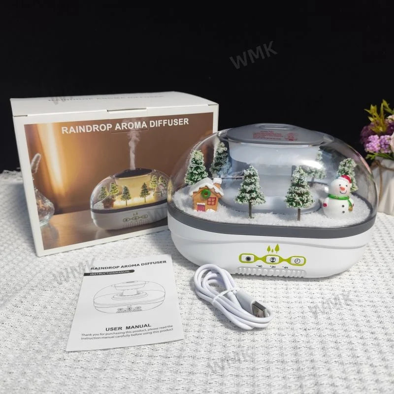 Raindrop Aroma Diffuser Humidifier with Mini Landscape Light